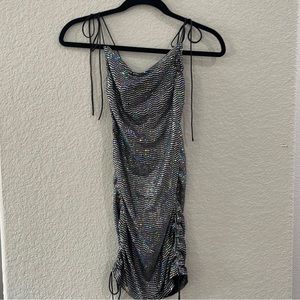 Lioness black with silver sequin rouched bodycon dress